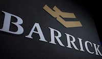 A Barrick Gold logo is seen during the company's annual general meeting in Toronto on Tuesday, April 28, 2015. THE CANADIAN PRESS/Nathan Denette