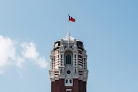 The Taiwanese flag waves on the tower of the Presidential Office Building, originally built in 1919 as the office of the Governor-General of Taiwan during the Japanese colonial period, in Taipei on January 14, 2024. (Photo by Yasuyoshi CHIBA / AFP) (Photo by YASUYOSHI CHIBA/AFP via Getty Images)