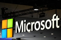 The logo of Microsoft US multinational tecnology corporation is seen at the Mobile World Congress (MWC), the telecom industry's biggest annual gathering, in Barcelona on March 2, 2023. (Photo by Josep LAGO / AFP) (Photo by JOSEP LAGO/AFP via Getty Images)