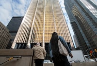 The Royal Bank Plaza (gold coloured building) located on the north west corner of Front St. West and Bay St. in Toronto’s Financial District, is photographed on May 11, 2023. (Fred Lum/The Globe and Mail)