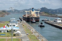 FILE PHOTO: Monrovia NSU CHALLENGER bulk carrier transits the expanded canal through Cocoli Locks at the Panama Canal, on the outskirts of Panama City, Panama April 19, 2023. REUTERS/Aris Martinez/File Photo