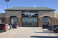 FILE - A Kroger grocery store is seen, Jan. 23, 2021, in Novi, Mich. The Federal Trade Commission on Monday, Feb. 16, 2024, sued to block a proposed merger between grocery giants Kroger and Albertsons, saying the $24.6 billion deal would eliminate competition and lead to higher prices for millions of Americans. (Ed Pevos/Ann Arbor News via AP, File)