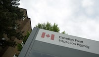Canadian Food Inspection Agency signage is shown in Ottawa on Wednesday, June 26, 2019. Alberta Health Services is warning about the "significant health risk" associated with uninspected meat products purchased from eight Calgary food businesses. THE CANADIAN PRESS/Sean Kilpatrick
