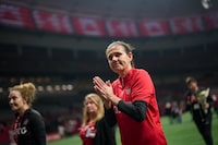 Canada's Christine Sinclair leaves the field after Canada defeated Australia 1-0 in her final international soccer match, in Vancouver, on Tuesday, December 5, 2023. Sinclair, 40, made her 331st and final appearance for Canada. THE CANADIAN PRESS/Darryl Dyck
