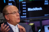 Larry Fink, Chairman and CEO of BlackRock, speaks during an interview with CNBC on the floor of the New York Stock Exchange (NYSE) in New York City, U.S., April 14, 2023.  REUTERS/Brendan McDermid