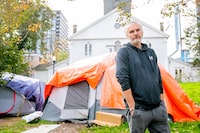 Unhoused people in a downtown Halifax encampment say they feel safer staying in tents rather than move to a newly opened shelter that one resident says is “like a jail.” Ric Young is seen at an encampment at downtown Halifax’s Grand Parade, Thursday, Oct. 19, 2023. THE CANADIAN PRESS/Kelly Clark