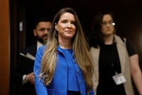 Katie Telford, top aide to Canada’s Prime Minister Justin Trudeau, arrives to a parliamentary committee probing alleged election interference from China on Parliament Hill in Ottawa, Ontario, Canada April 14, 2023. REUTERS/Blair Gable