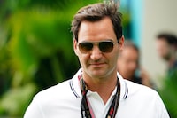May 7, 2023; Miami Gardens, Florida, USA; Former tennis player Roger Federer arrives for the Miami Grand Prix at Miami International Autodrome. Mandatory Credit: John David Mercer-USA TODAY Sports