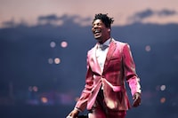 INDIO, CALIFORNIA - APRIL 13: (FOR EDITORIAL USE ONLY) Jon Batiste performs at the Outdoor Theatre during the 2024 Coachella Valley Music and Arts Festival at Empire Polo Club on April 13, 2024 in Indio, California. (Photo by Amy Sussman/Getty Images for Coachella)