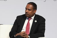 Ethiopia's State Minister of Foreign Affairs Mesganu Arga Moach attends a panel discussion entitled 'BRICS Rising Influence in a Multipolar International order' at the Doha Forum in the Qatari capital on December 10, 2023. (Photo by SALIM MATRAMKOT / AFP) (Photo by SALIM MATRAMKOT/AFP via Getty Images)