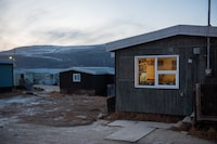 Homes in Pangnirtung, Nunavut on October 17, 2021.