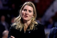 MONTREAL, QUEBEC - JULY 07: Assistant general manager Hayley Wickenheiser of the Toronto Maple Leafs prior to Round One of the 2022 Upper Deck NHL Draft at Bell Centre on July 07, 2022 in Montreal, Quebec, Canada. (Photo by Bruce Bennett/Getty Images)