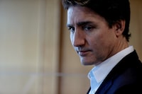 Canada's Prime Minister Justin Trudeau looks on as he waits for Poland's President Andrzej Duda at CFB Esquimalt Naval Base Headquarters in Victoria, British Columbia, Canada, April 20, 2024.   REUTERS/Kevin Light REFILE - QUALITY REPEAT