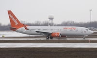 A Sunwing Airlines jet prepares to takeoff at Trudeau International Airport in Montreal on Friday, March 20, 2020. Some Sunwing travellers from Saskatchewan say the airline is leaving them at airports in other provinces, while another says her flight from Mexico that made it to Regina had dozens of empty seats. THE&nbsp;CANADIAN PRESS/Graham Hughes