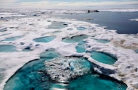 The federal government is pledging to work with its American counterparts after the U.S. claimed parts of the Arctic sea floor that Canada also wants. In this July 16, 2017, file photo, Ice is broken up by the passing of the Finnish icebreaker MSV Nordica as it sails through the Beaufort Sea off the coast of Alaska in a July 16, 2017 file photo. THE CANADIAN PRESS/AP/David Goldman