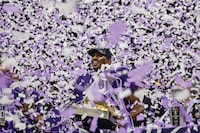 Washington quarterback Michael Penix Jr. celebrates after the Sugar Bowl CFP NCAA semifinal college football game between Washington and Texas, Tuesday, Jan. 2, 2024, in New Orleans. Washington won 37-31. (AP Photo/Butch Dill)