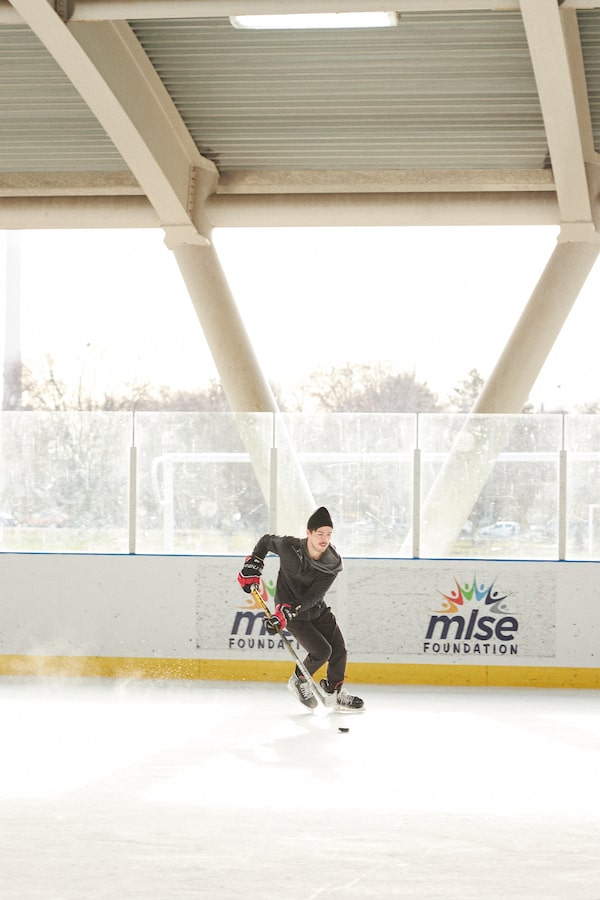 Tyler Koshowski on the ice at Greenwood Park in Toronto, Dec 4th, 2022.