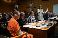 PONTIAC, MICHIGAN - APRIL 9: (left to right) James Crumbley, his attorney Mariell Lehman, Jennifer Crumbley, and her attorney Shannon Smith, sit in court for sentencing on four counts of involuntary manslaughter for the deaths of four Oxford High School students who were shot and killed by the Crumbley parents' son, on April 9, 2024 at Oakland County Circuit Court in Pontiac, Michigan. Crumbley and his wife Jennifer Crumbley were the first parents in U.S. history to be criminally tried and convicted for a mass school shooting that was committed by their child. Photo by Bill Pugliano/Getty Images)