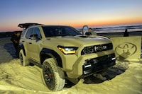 The more rugged new 2025 Toyota 4Runner after being revealed on a beach in San Diego on April 9.