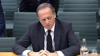 A video grab from footage broadcast by the UK Parliament's Parliamentary Recording Unit (PRU) shows BBC chairperson Richard Sharp testifying in front of a Digital, Culture, Media and Sport (DCMS) Committee in London on February 7, 2023. - A probe is underway into reports that just before he was made chairman of the BBC, the former banker was involved in securing a private credit line for up to £800,000 ($990,000) for the then-PM Boris Johnson from a Canadian businessman. (Photo by Handout / PRU / AFP) / RESTRICTED TO EDITORIAL USE - MANDATORY CREDIT "AFP PHOTO /  PRU" - NO MARKETING - NO ADVERTISING CAMPAIGNS - DISTRIBUTED AS A SERVICE TO CLIENTS (Photo by HANDOUT/PRU/AFP via Getty Images)