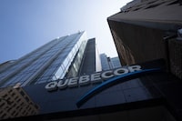 Quebecor headquarters is seen in Montreal on Thursday, May 11, 2023. Quebecor Inc. says its purchase of Freedom Mobile drove a big boost in earnings last quarter. THE CANADIAN PRESS/Christinne Muschi