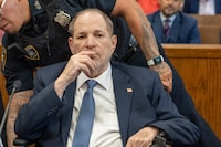 Former film producer Harvey Weinstein arrives at at Manhattan Criminal Court in New York on May 1, 2024, for a preliminary hearing after his rape conviction was overturned. New York's highest court on April 25, 2024, overturned Weinstein's 2020 conviction on sex crime charges. (Photo by Steven Hirsch / POOL / AFP) (Photo by STEVEN HIRSCH/POOL/AFP via Getty Images)