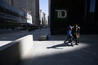 People walking at TD Centre in Toronto’s Financial District, are photographed on Mar 15, 2023. Ontario, (Fred Lum/The Globe and Mail)  