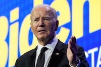 FILE PHOTO: U.S. President Joe Biden speaks at a dinner hosted by the Human Rights Campaign at the Washington Convention Center in Washington, U.S., October 14, 2023. REUTERS/Ken Cedeno/File Photo