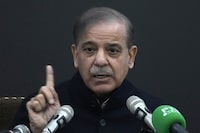 FILE - Pakistan's former Prime Minister Shehbaz Sharif speaks during a press conference regarding parliamentary elections, in Lahore, Pakistan, Tuesday, Feb. 13, 2024. Lawmakers in Pakistan’s National Assembly elected Sunday, March 3, Shehbaz Sharif as the country’s new prime minister for the second time. (AP Photo/K.M. Chaudary, File)