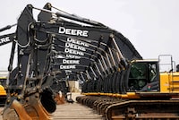 FILE PHOTO: Equipment for sale is seen at a John Deere dealer in Denver, Colorado, U.S. May 14, 2015.  REUTERS/Rick Wilking/File Photo