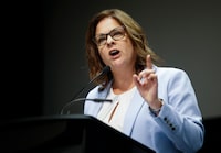 The Manitoba government is promising what it calls the biggest health care capital investment in the province’s history. Manitoba Premier Heather Stefanson speaks at the convention centre in Winnipeg on Saturday, April 15, 2023. THE CANADIAN PRESS/John Woods