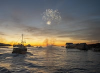 <div>Some fishermen and politicians in Nova Scotia are expressing mounting frustration over the scale of unauthorized lobster fishing in the southwestern part of the province. Fireworks explode as boats loaded with traps head from the harbour in West Dover, N.S., Monday, Nov. 30, 2020. THE CANADIAN PRESS/Andrew Vaughan</div>