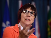 Cindy Blackstock, executive director of First Nations Child and Family Caring Society, holds a press conference in Ottawa on Sept. 15, 2016. The number of newborns taken into care dropped dramatically as birth alerts ended across Canada, but child welfare experts warn ceasing the practice cannot be the only step governments take to keep families together. THE CANADIAN PRESS/Sean Kilpatrick
