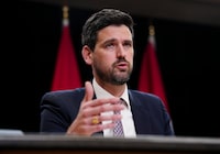 Minister of Housing, Infrastructure and Communities Sean Fraser speaks during a press conference at the National Press Theatre in Ottawa on Tuesday, April 30, 2024. THE CANADIAN PRESS/Sean Kilpatrick
