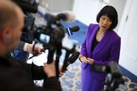 Toronto Mayor Olivia Chow speaks to reporters in Ottawa on Monday, Feb. 26, 2024.&nbsp;Chow is laying out a plan to clarify the city's organizational plan when it comes to the 2026 FIFA World Cup.&nbsp;THE CANADIAN PRESS/Sean Kilpatrick