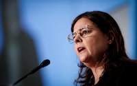 Manitoba Premier Heather Stefanson is hinting at more financial aid in the coming days to help people deal with inflation. Stefanson delivers her annual state of the province speech at the convention centre in Winnipeg, Thursday, Dec. 8, 2022. THE CANADIAN PRESS/John Woods