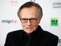 FILE - In this Nov. 20, 2017, file photo, Larry King attends the 45th International Emmy Awards at the New York Hilton, in New York. Former CNN talk show host King has been hospitalized with COVID-19 for more than a week, the news channel reported Saturday, Jan. 2, 2021. CNN reported the 87-year-old King contracted the coronavirus and was undergoing treatment at Cedars-Sinai Medical Center in Los Angeles. (Photo by Andy Kropa/Invision/AP, File)