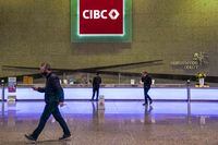 CIBC reports its second-quarter results on Thursday. The CIBC logo displayed the lobby of its headquarters in Toronto on Monday, Oct. 25, 2021. THE CANADIAN PRESS/Evan Buhler