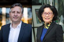 Left: Vancouver mayor-elect Kennedy Stewart, Monday October 22, 2018. Darryl Dyck/The Globe and Mail; Right: Tong Xiaoling, Deputy Commissioner of the Ministry of Foreign Affairs of the People's Republic of China in the Hong Kong Special Administrative Region. Edward Wong/South China Morning Post via Getty Images