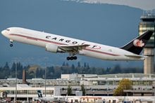 ONE-TIME USE ONLY -- DO NOT USE UNDER AN Y CIRCUMSTANCES -- IMAGE MUST BE DOWNLOADED AGAIN FROM CP -- A Cargojet Boeing 767-328ER BDSF (C-FMIJ) air cargo freighter takes off from Vancouver International Airport, Richmond, B.C. on Friday, May 3, 2019. Cargojet Inc. is a scheduled Canadian cargo airline headquartered in Mississauga, Ontario, Canada. THE CANADIAN PRESS IMAGES/Bayne Stanley