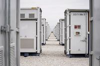 FILE - This photo shows a battery energy storage facility in Saginaw, Texas, April 25, 2023, that is owned and operated by Eolian L.P. The U.S. Department of Energy on Friday, Sept. 22, announced a $325 million investment in long-duration battery storage projects. (AP Photo/Sam Hodde, File)