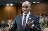 Minister of Health Jean-Yves Duclos rises during Question Period in Ottawa, Thursday, March 24, 2022.&nbsp;Duclos held a press conference Friday to announce new support for health care. THE CANADIAN PRESS/Adrian Wyld