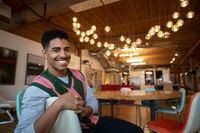 Boman Martinez-Reid, a TikToker who will have his own show on Crave, is photographed at Alibi Entertainment Inc  on Jan 9, 2024. Alibi Entertainment is producing Martinez-Reid’s new tv series ‘Made for TV’. (Fred Lum/The Globe and Mail)