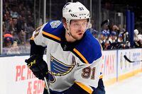 St. Louis Blues right wing Vladimir Tarasenko skates against the New York Islanders during the third period of an NHL hockey game, Monday, Oct. 14, 2019, in Uniondale, N.Y. (AP Photo/Kathleen Malone-Van Dyke)