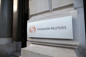 FILE PHOTO: The logo of Thomson Reuters is pictured at the entrance of its Paris headquarters, France, March 7, 2016. REUTERS/Charles Platiau/File Photo