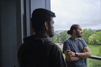 Kitchener, Ontario (August 25, 2023) - Four international Conestoga College students from India share an apartment in Kitchener, ON. Kartik Purani (left) and Tanishq Kachhia (right) shares his story during an interview. Alicia Wynter/Globe and Mail