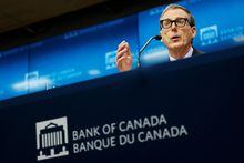 FILE PHOTO: Bank of Canada Governor Tiff Macklem takes part in a news conference, announcing an interest rate decision in Ottawa, Ontario, Canada January 25, 2023. REUTERS/Blair Gable/File Photo