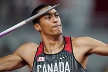 Pierce Lepage of Canada competes in the men's decathlon javelin throw at the World Athletics Championships in Doha, Qatar, Thursday, Oct. 3, 2019. LePage feels there’s another step he could take with the world athletics championships approaching in August.THE CANADIAN PRESS/AP/David J. Phillip