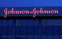 The logo of Johnson & Johnson is seen on a Brussels' office of the company in Diegem, Belgium September 21, 2023.  REUTERS/Yves Herman/
