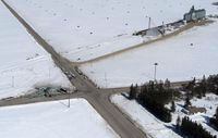 The wreckage of a fatal crash outside of Tisdale, Sask., is seen on April 7.